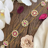 Vriksham Antique Floral Red White Kundan Jadau Sheeshphool-J2803